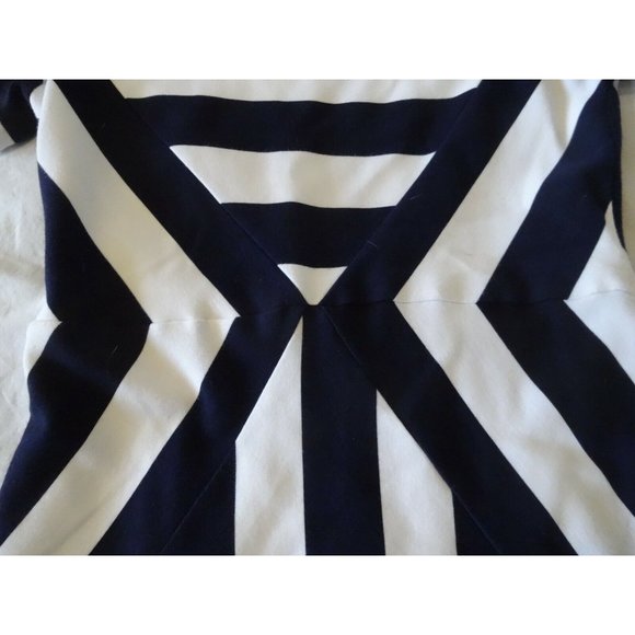 ESLEY Women's White Navy Orange Striped Knit Fitted Dress Back Zipper Sz Small - Picture 5 of 7